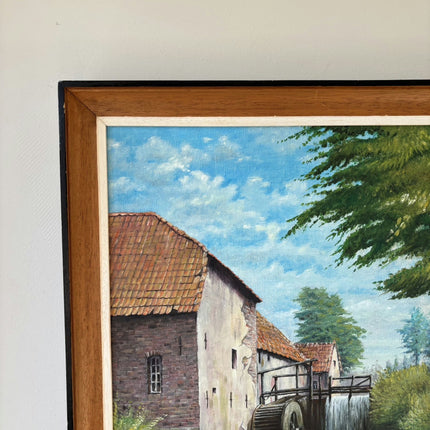 Original Landscape Oil Painting "Watermill Wheel" Traditional Artwork Holland Art Shop