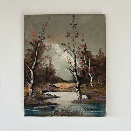 Authentic Landscape Oil Painting "Silver Birch" Refined Small Artwork Holland Art Shop