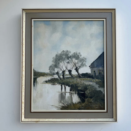 Traditional Landscape Oil Painting "River Trees" Original Artwork Holland Art Shop