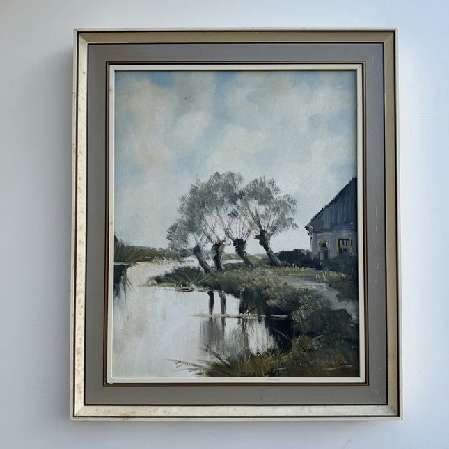 Traditional Landscape Oil Painting "River Trees" Original Artwork Holland Art Shop