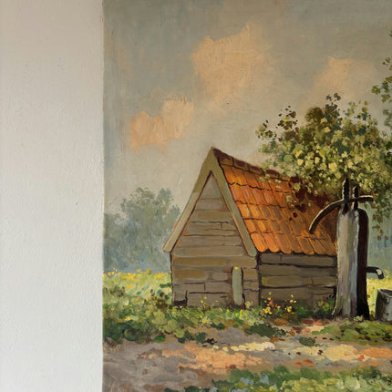 Remarkable Oil Painting Landscape "Charming Homestead" Marvelous Medium Artwork Holland Art Shop