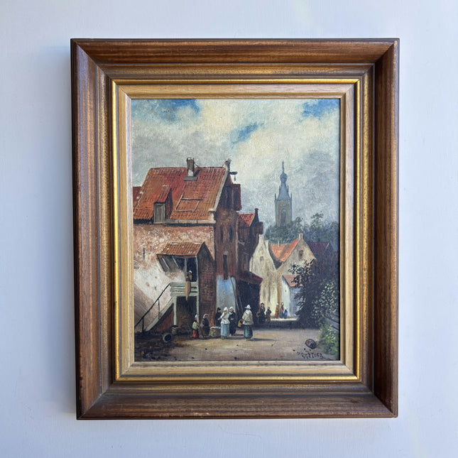Rustic Cityscape Oil Painting "Framed Painting" Original Art Holland Art Shop