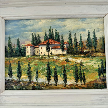 Rustic Landscape Oil Painting "Country Villa" Authentic Small Artwork Holland Art Shop