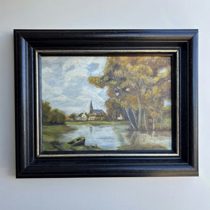 Timeless Landscape Oil Painting "River Boat" Original Artwork Holland Art Shop