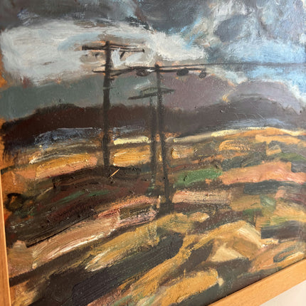 Detailed Landscape Oil Painting "Telephone Poles" Traditional Art Holland Art Shop