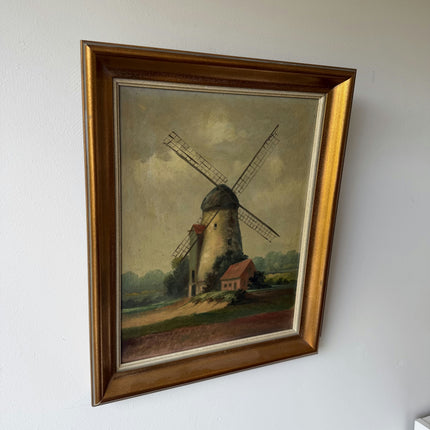 Vintage Landscape Oil Painting "Old Windmill" Timeless Artwork Holland Art Shop