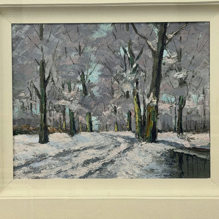 Albert Vandyck Handcrafted Winter Landscape Oil Painting "Snowy Trees" Art Holland Art Shop