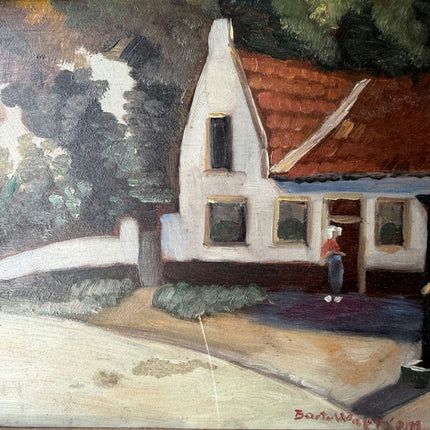 Vintage Landscape Oil Painting "White Cottage" Traditional Small Artwork Holland Art Shop