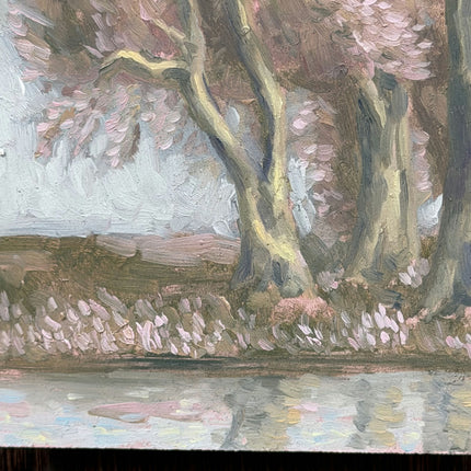 Rustic Landscape Oil Painting "Blossom Tree" Elegant Small Artwork Holland Art Shop