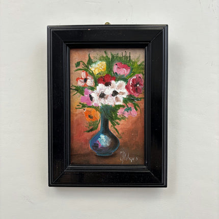 Expressive Flowery Still Life Oil Painting "Canvas Scratches" Small Art Holland Art Shop
