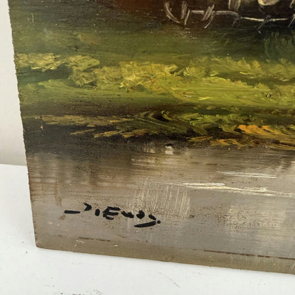 Original Landscape Oil Painting "Grazing Cow" Classic Small Art Holland Art Shop
