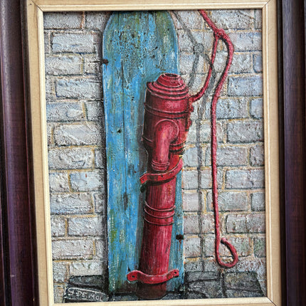 Timeless Still Life Oil Painting "Red Firehydrant" Expressive Artwork Holland Art Shop