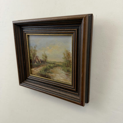 Rustic Landscape Oil Painting "Thatched Cottage" Elegant Small Art Holland Art Shop