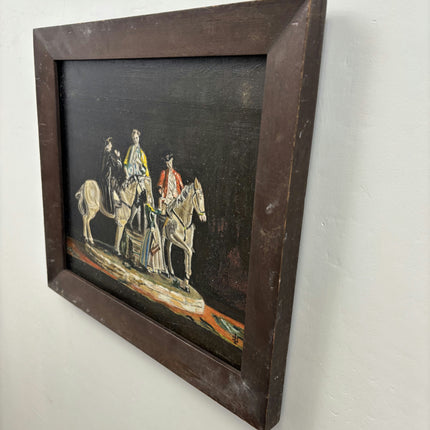 Refined Figurative Oil Painting "Mounted Figurines" Rustic Small Artwork Holland Art Shop