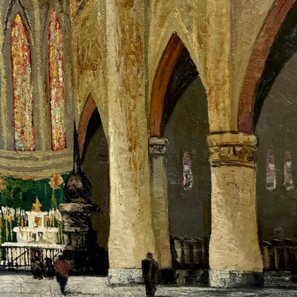 Expressive Church Interior Oil Painting "Stone Columns" Timeless Large Artwork Holland Art Shop