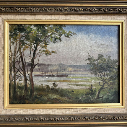 Original Landscape Oil Painting "Gilded Frame" Traditional Small Art Holland Art Shop