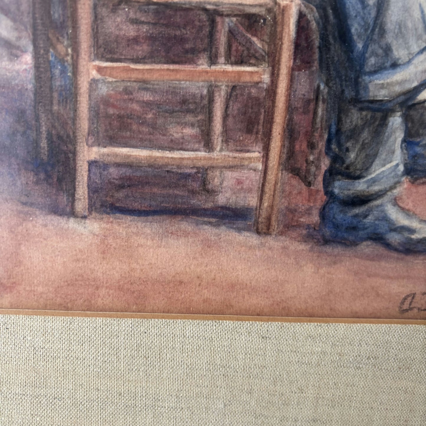 Striking Portrait Aquarel "Thoughtful Man" Vintage Medium Artwork