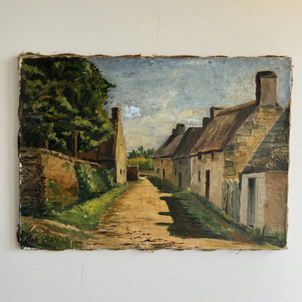Detailed Cityscape Oil Painting "Thatched Roof" Original Art Holland Art Shop