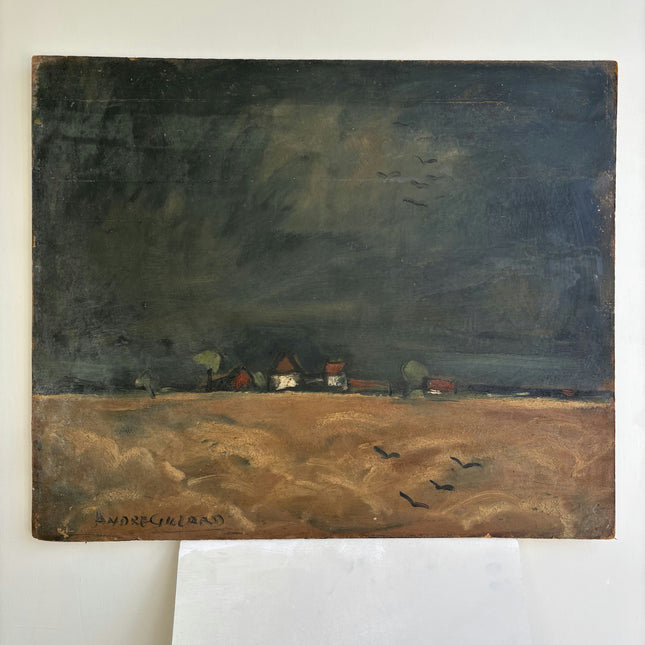 Rustic Seascape Oil Painting "Row Houses" Refined Artwork Holland Art Shop