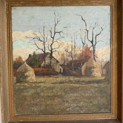 Detailed Farm Oil Painting "Thatched Cottage" Traditional Artwork Holland Art Shop