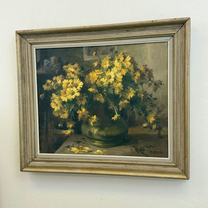 Timeless Floral Still Life Oil Painting "Yellow Bouquet" Rustic Large Art Holland Art Shop
