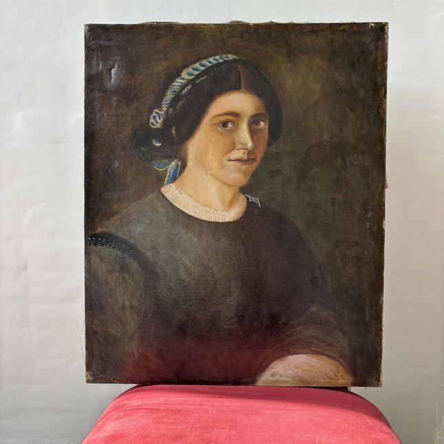 Rustic Portrait Oil Painting "Young Woman" Expressive Art Holland Art Shop