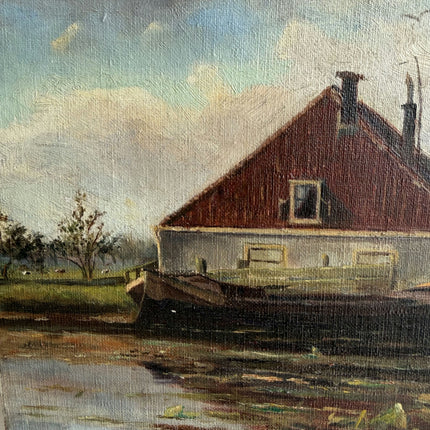 Handcrafted Landscape Oil Painting "Red Roof" Traditional Small Art Holland Art Shop