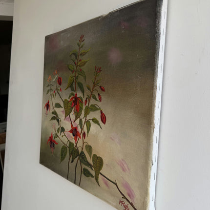 Traditional Floral Still Life Oil Painting "Fuchsia Branch" Small Artwork Holland Art Shop