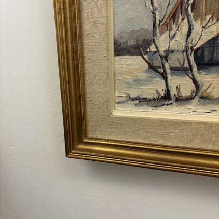 Traditional Winter Landscape Oil Painting "Snowy Cottage" Authentic Artwork Holland Art Shop
