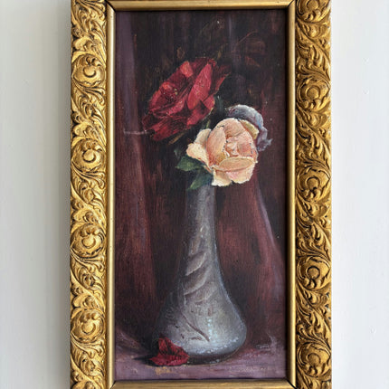 Traditional Floral Still Life Oil Painting "Single Rose" Vintage French  Artwork Holland Art Shop