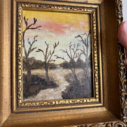 Elegant Landscape Oil Painting "Golden Frame" Timeless Small Art Holland Art Shop