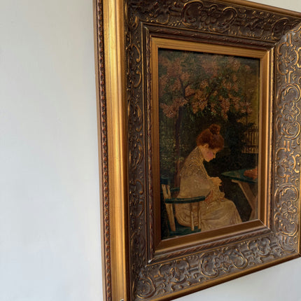 Antique Portrait Oil Painting "Seated Woman" Original Artwork Holland Art Shop