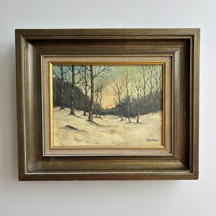 Vintage Winter Landscape Oil Painting "Winter Trees" Traditional Small Art Holland Art Shop