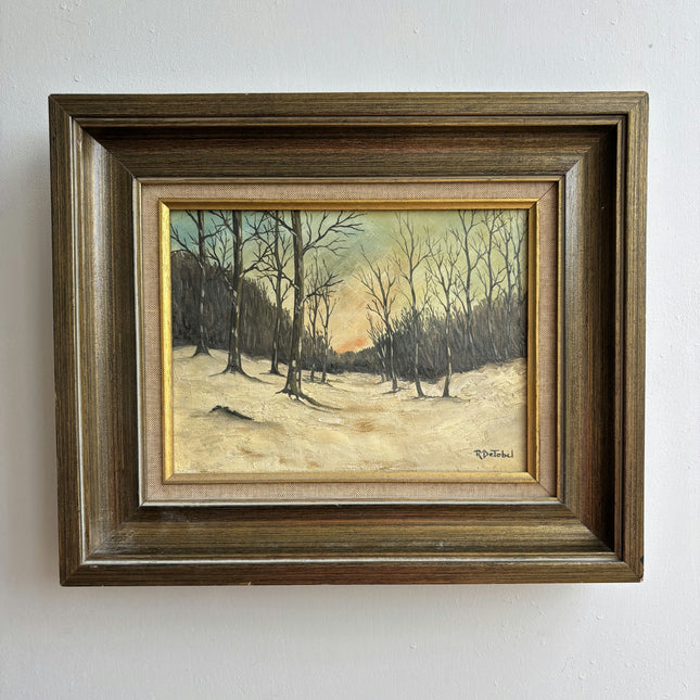 Vintage Winter Landscape Oil Painting "Winter Trees" Traditional Small Art Holland Art Shop