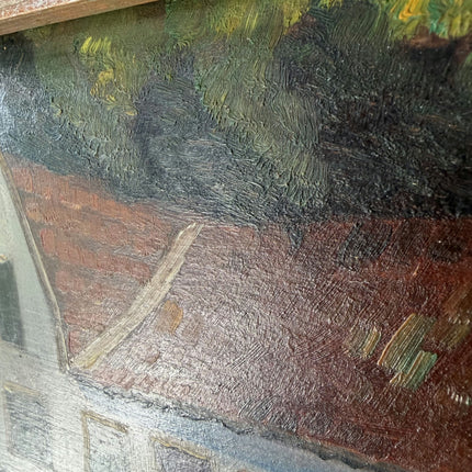 Vintage Landscape Oil Painting "White Cottage" Traditional Small Artwork Holland Art Shop