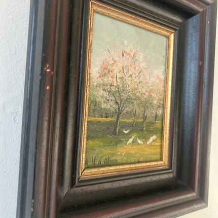 Rustic Interior Oil Painting "Blossom Trees" Expressive Small Artwork Holland Art Shop