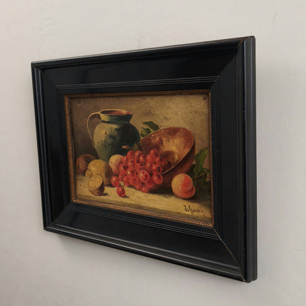 Handcrafted Still Life Oil Painting "Cherry Bunch" Timeless Small Art Holland Art Shop