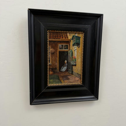 Timeless Cityscape Oil Painting "Seated Woman" Traditional Small Art Holland Art Shop