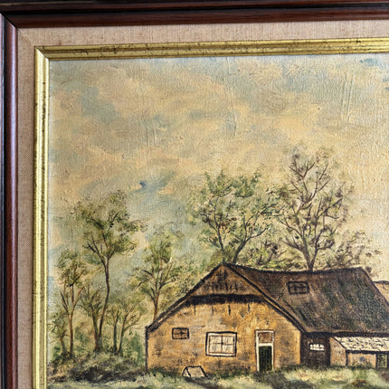 Classic Farm Oil Painting "River Boat" Vintage Art Holland Art Shop