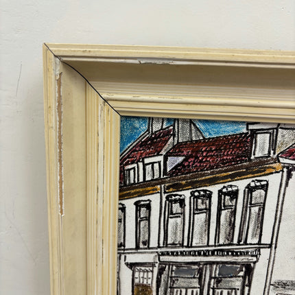 Original Cityscape Oil Painting "Town Facade" Detailed Small Art Holland Art Shop