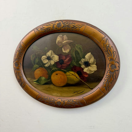 Elegant Floral Still Life Oil Painting "Fruit Bowl" Vintage Art Holland Art Shop