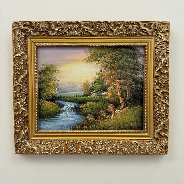 Original Landscape Oil Painting "Golden Frame" Classic Small Artwork Holland Art Shop