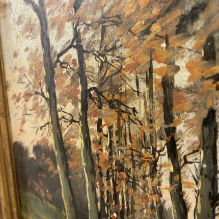 19th Century Antique Landscape Oil Painting "Autumn Trees" Art Holland Art Shop