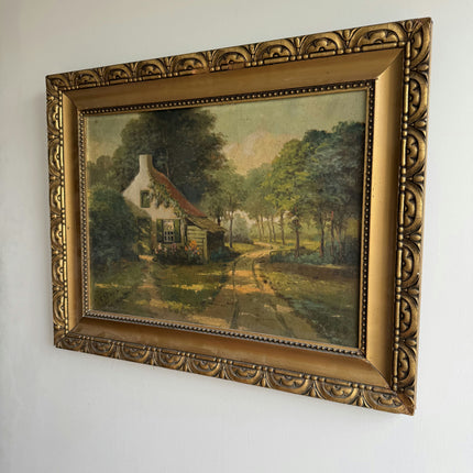 Authentic Landscape Oil Painting "Thatched Cottage" Elegant Art Holland Art Shop