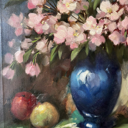 Handcrafted Floral Still Life Oil Painting "Blue Vase" Classic Artwork Holland Art Shop