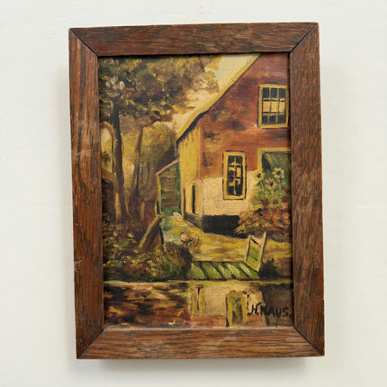Classic Farm Oil Painting "Cracked Paint" Timeless Small Artwork Holland Art Shop