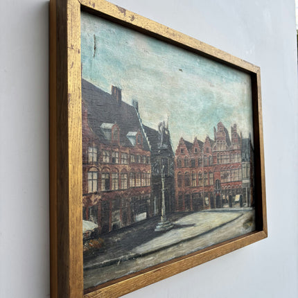 Elegant Cityscape Oil Painting "Town Fountain" Classic Art Holland Art Shop