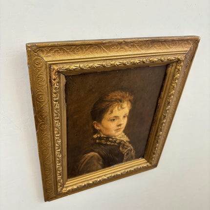 19th Century Antique Portrait Oil Painting "Old Frame" Small Artwork Holland Art Shop
