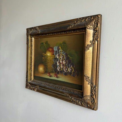 Refined Still Life Oil Painting "Grape Cluster" Rustic Small Artwork Holland Art Shop