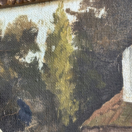 19th Century Antique Farm Oil Painting "Ornate Frame" Dutch Art Holland Art Shop